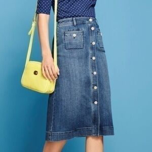 Talbots Womens Stretch Denim Button down skirt size 4P